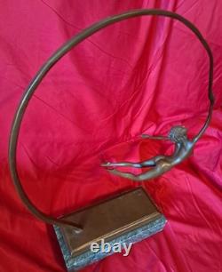 Nude hoop acrobat figurine dancer Bronze Lost Wax Casting. Limited Edition