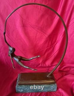 Nude hoop acrobat figurine dancer Bronze Lost Wax Casting. Limited Edition