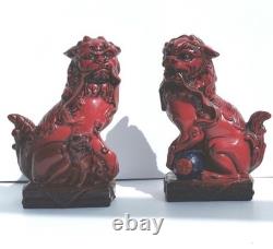 Pair of rare Royal Doulton flambe glazed Qinghai Fu Dogs 65/250 Limited Edition