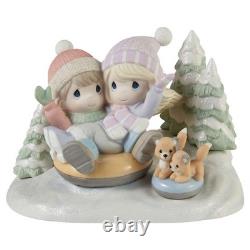 Precious Moments Winter Couple Snow Tubing Limited Edition Figurine Sled