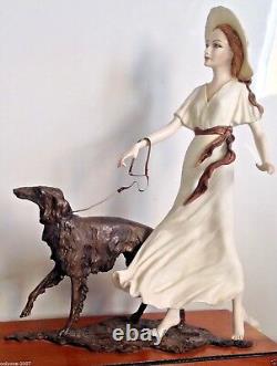 Rare Fine Albany China Figurine Deauville Bronze Dog Limited Edition Signed