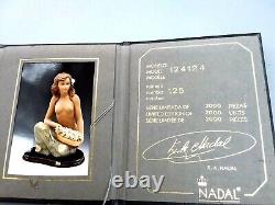 Rare Nadal Porcelain Limited Edition Large Sitting Girl & Flowers Figurine Spain