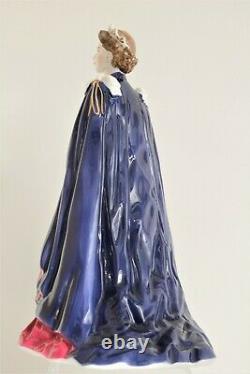 Rare Royal Worcester Queen Elizabeth II Figurine, Blue Robes, Golden Jubilee