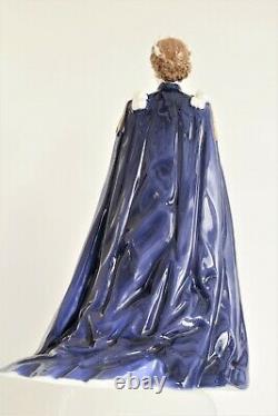 Rare Royal Worcester Queen Elizabeth II Figurine, Blue Robes, Golden Jubilee