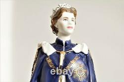 Rare Royal Worcester Queen Elizabeth II Figurine, Blue Robes, Golden Jubilee