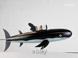 Statuette Aroutcheff Tintin Shark Submarine V2 1986 32cm Tintin Wood Model