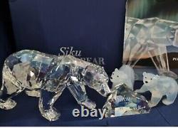 Swarovski Scs 2011 Siku Polar Bear With Moonlight & Opal Cubs + Lithograph Bnib