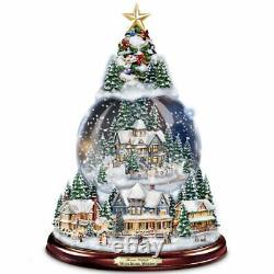 The Bradford Exchange Thomas Kinkade Musical Christmas Tree Snow Globe Lights Up