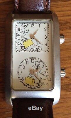 TinTin Double-Face Watch UNISEX Vintage Ltd. French Ed. Original Papers&Wood Box