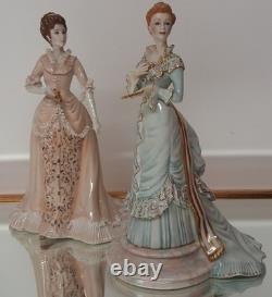 Two Vintage Limited Edition Porcelain Lady Figurines 26cm High Mint Condition