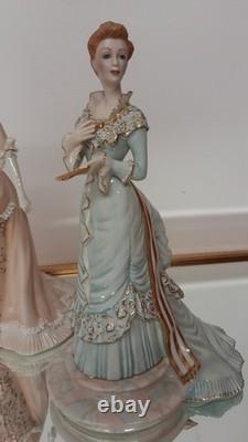 Two Vintage Limited Edition Porcelain Lady Figurines 26cm High Mint Condition
