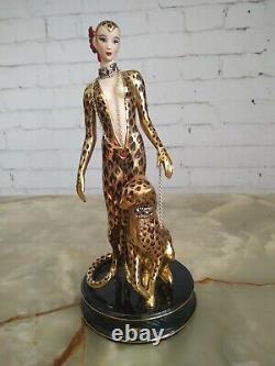 Vintage Franklin Mint Leopard Figurine Sculpture House of Erte Limited Edition