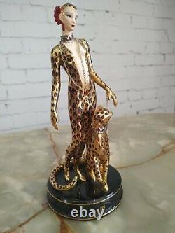 Vintage Franklin Mint Leopard Figurine Sculpture House of Erte Limited Edition