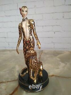 Vintage Franklin Mint Leopard Figurine Sculpture House of Erte Limited Edition