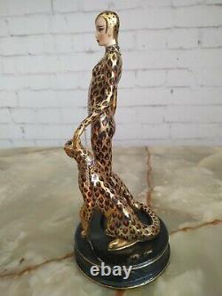 Vintage Franklin Mint Leopard Figurine Sculpture House of Erte Limited Edition