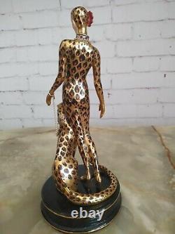 Vintage Franklin Mint Leopard Figurine Sculpture House of Erte Limited Edition