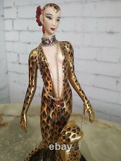 Vintage Franklin Mint Leopard Figurine Sculpture House of Erte Limited Edition