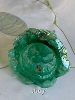 Vtg Fenton Iridescent Sea Mist Green Art Glass Xmas Tree Figurine Set Of 3 Qvc