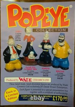 WADE Ceramics Popeye COMPLETE Set 4 Boxed Figurine MATCHING CERTIFICATE NO 1107